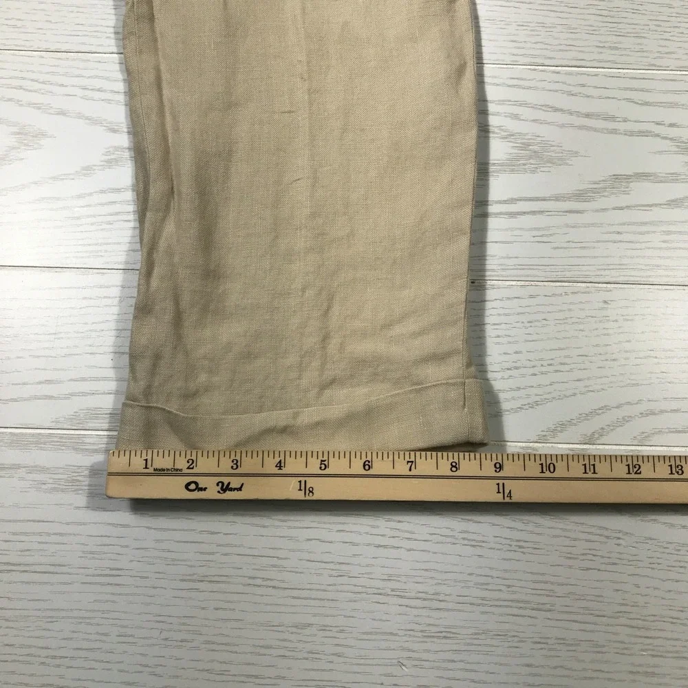 Brooks Brothers 100% Irish Linen Pants 36x30 Men Beige Lightweight Chino Pleated